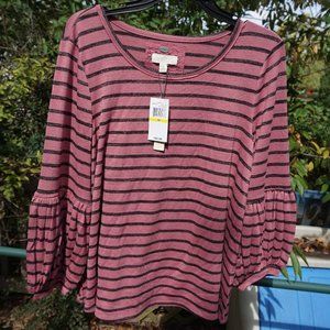NWT:CUPIO BLUSH: striped balloon sleeve top